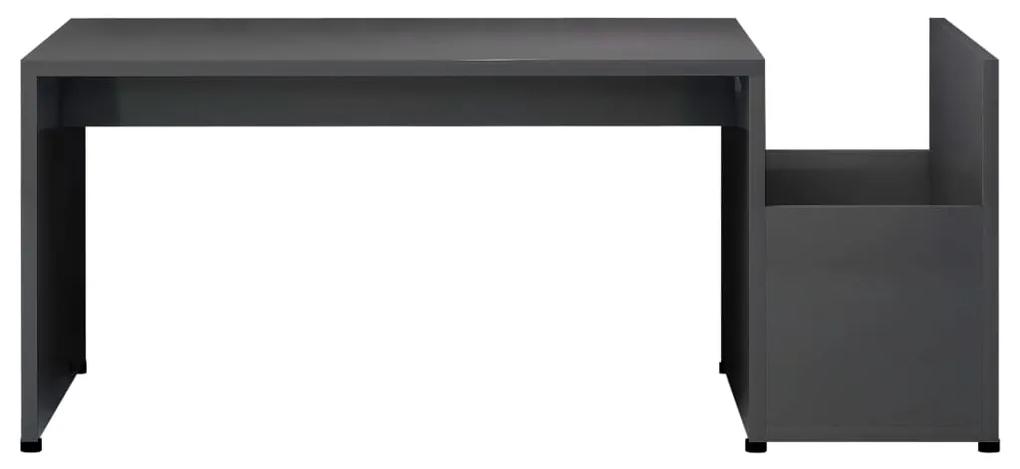 Tavolino da caffè grigio lucido 90x45x35 cm in truciolato