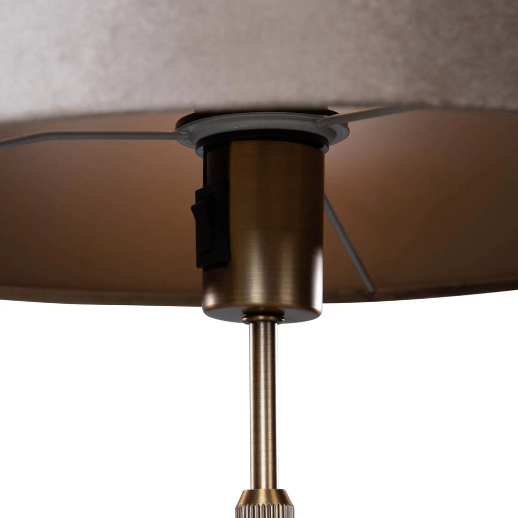 Lampada da Tavolo Bronzo con Paralume in Velluto Taupe 35cm - Parte