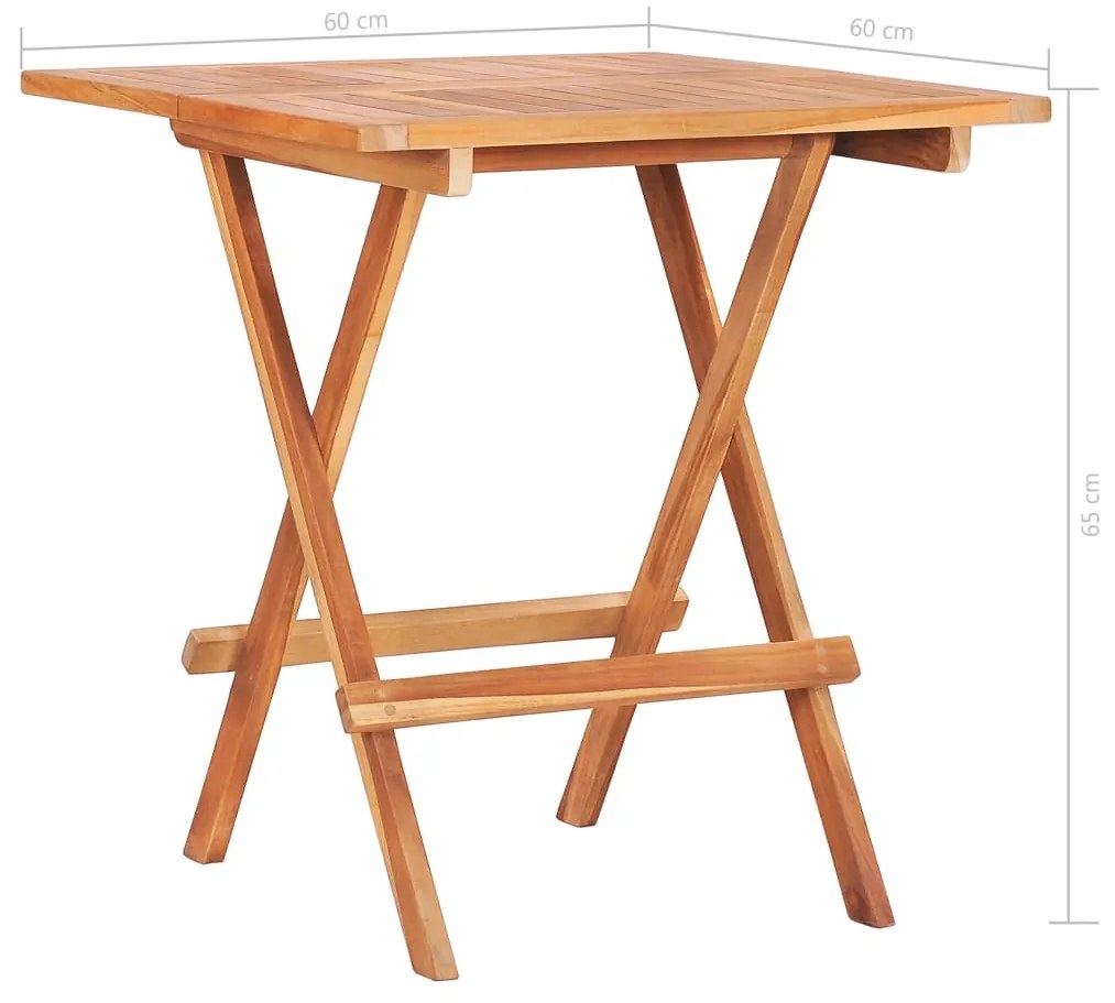 Set da bistrot 3 pz con cuscini azzurri legno massello di teak