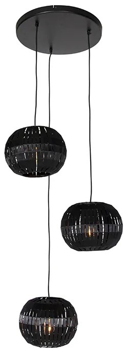 Lampada a sospensione moderna nera 3 luci - Zoë