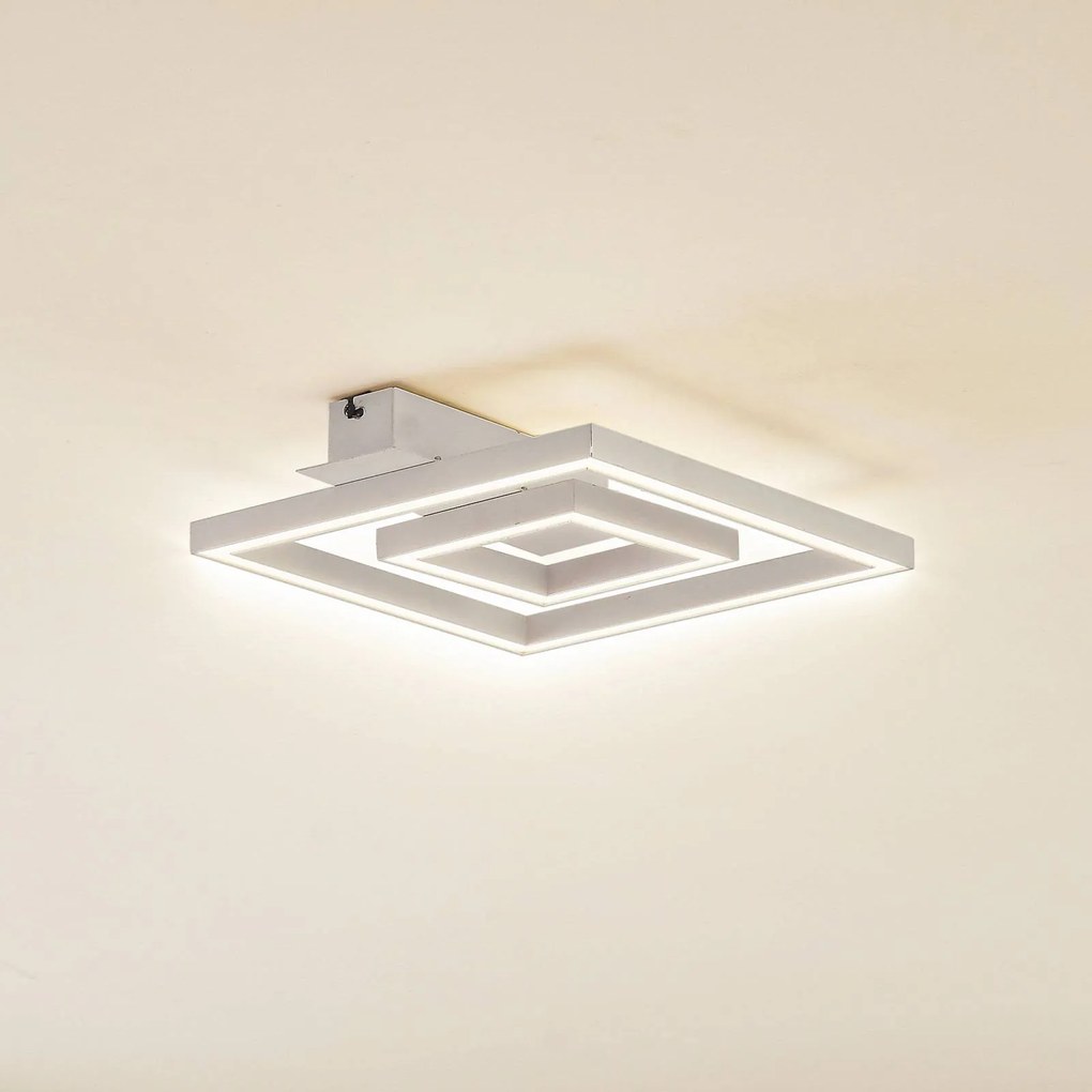 Plafoniera a LED Madamo Lindby, Bianco / Opale, Soggiorno / Sala da pranzo, Alluminio, Moderno, Plafoniera LED