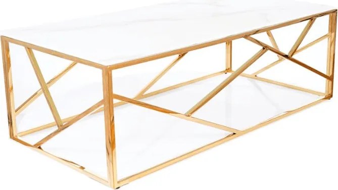 Tavolino da caffè Escada A II effetto marmo bianco/oro - H40
