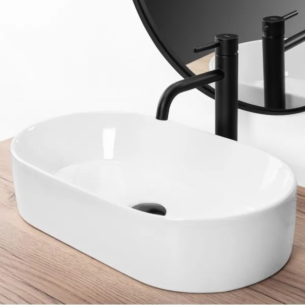 REA-U9108 - Lavabo da appoggio LAYLA 30x53 cm in ceramica/bianco lucido