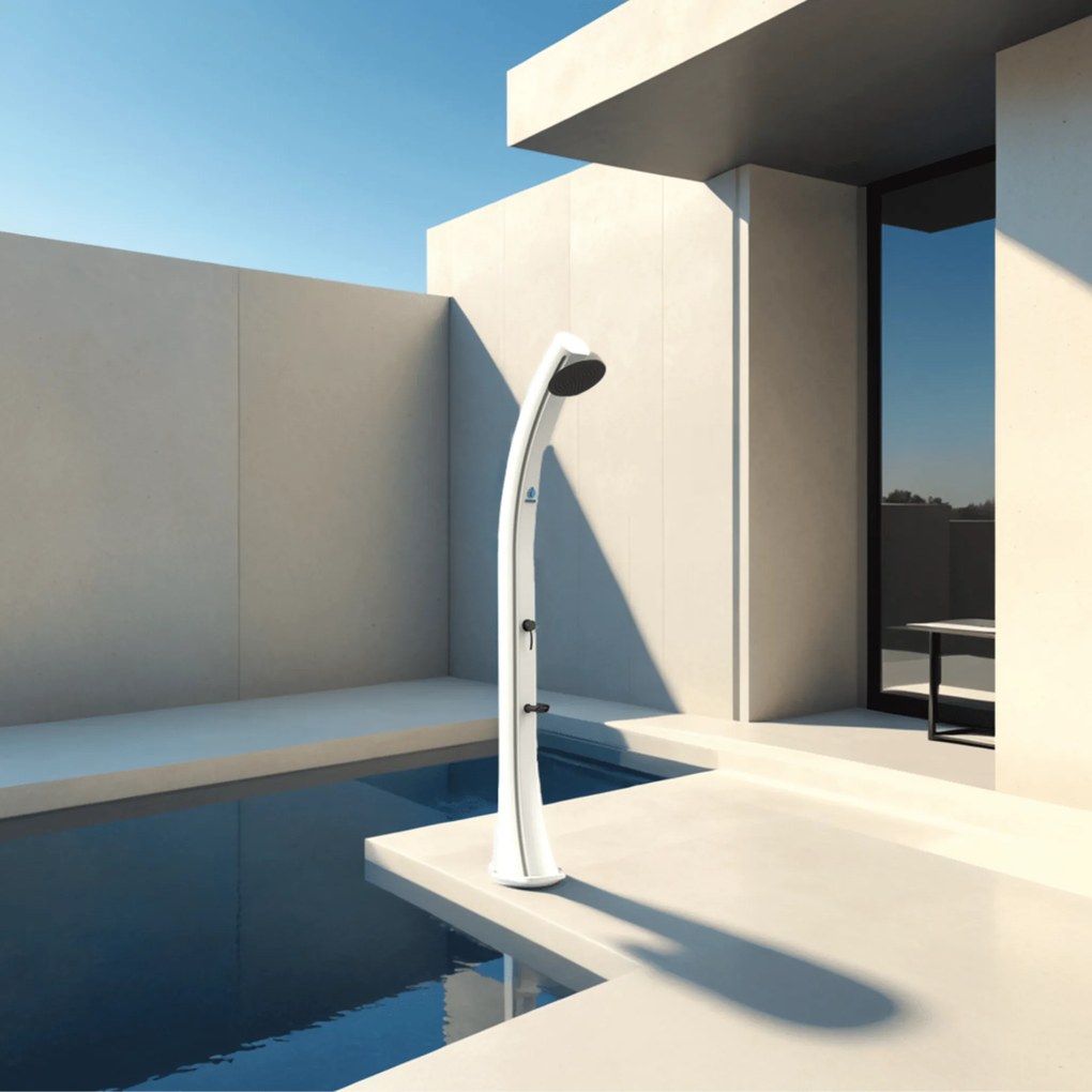 Doccia Solare Per Esterno 40 Lt Con Soffione Miscelatore e Lavapiedi Sined "Sole XXL" Bianco