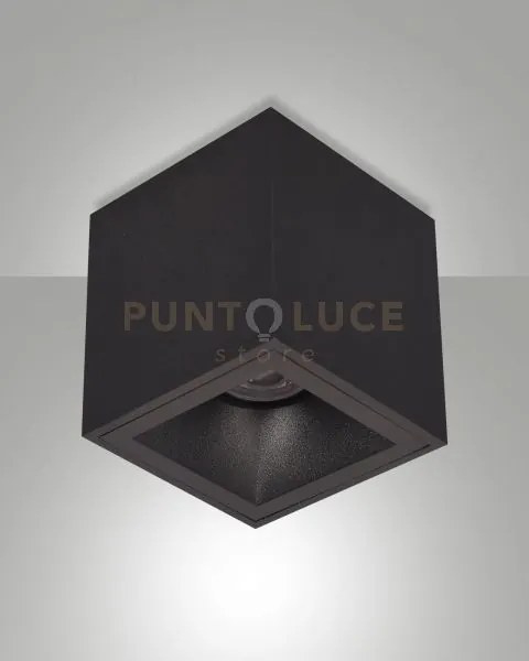 Perez plafoniera nera quadrata 1 luce attacco gu10 l.9cm