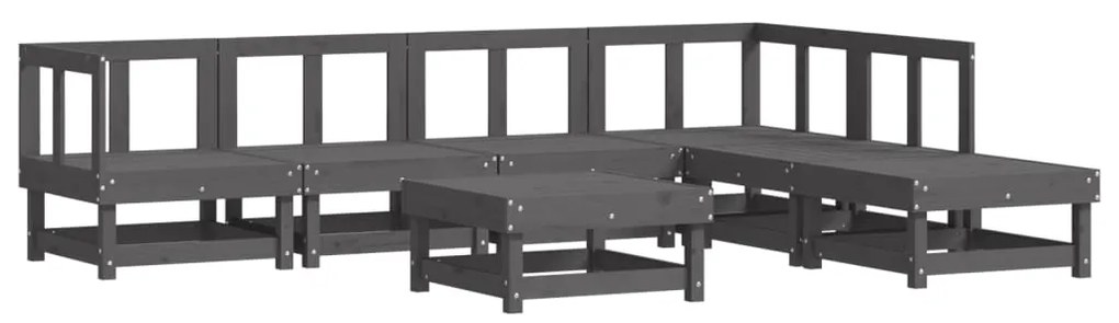 Set divani da giardino 7pz con cuscini in legno massello grigio