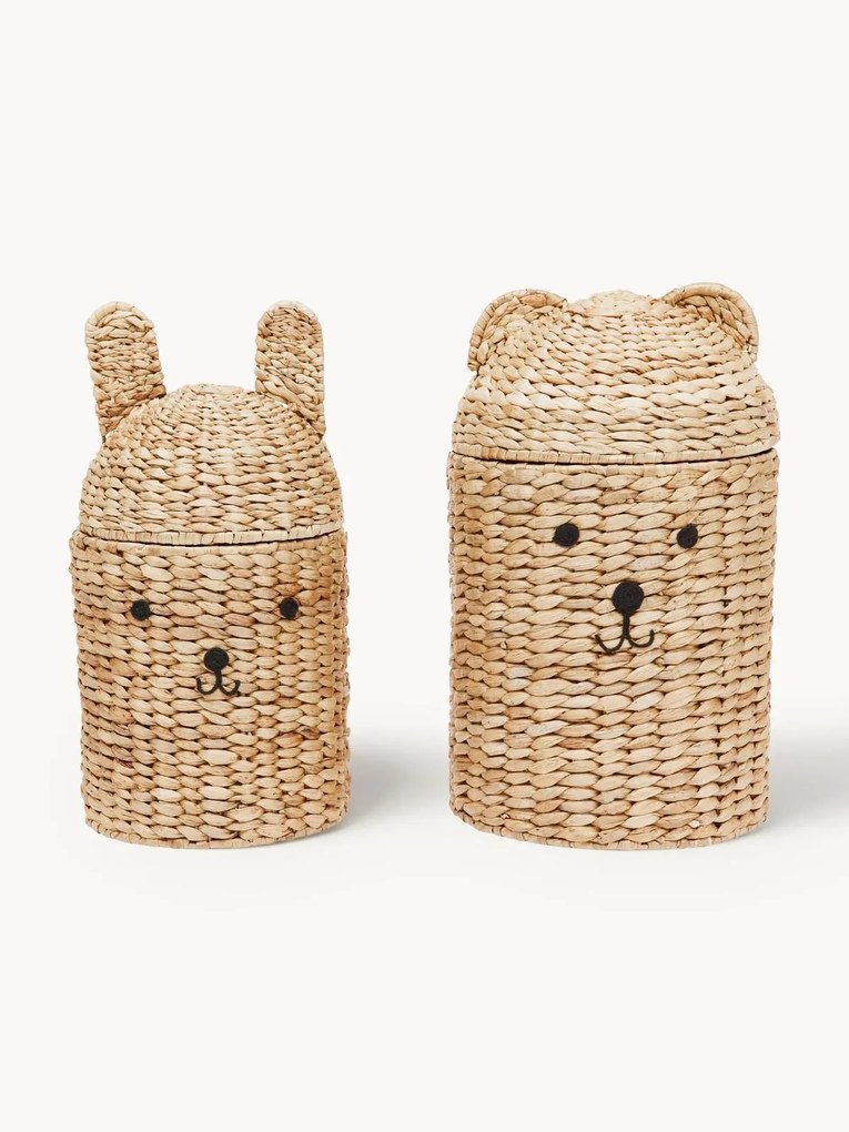 Set di 2 cestini fatti a mano con coperchi Bear & Rabbit