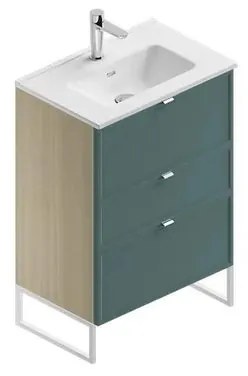 Mobile sottolavabo e lavabo Quadra natura/mirto in mdf L 60 x H 93 x P 39 cm 1 vasca 3 cassetti