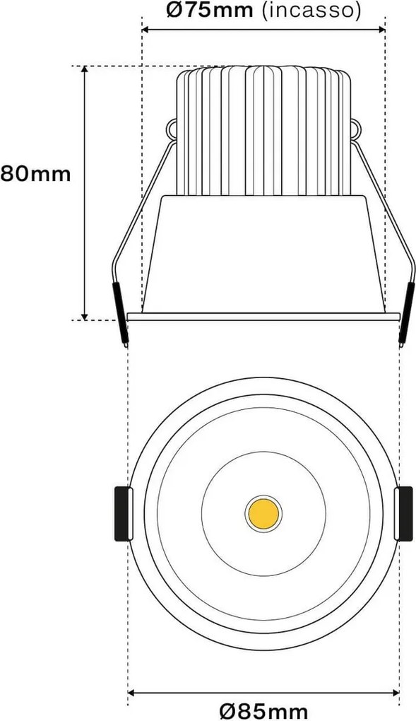 Faro da Incasso 12W Foro Ø75mm Bianco IP40 CCT BRIDGELUX LED 3 Parabole Colore Bianco Variabile CCT