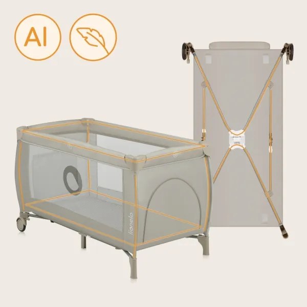Lionelo - Lettino da viaggio STEFI PLUS Beige Cappuccino