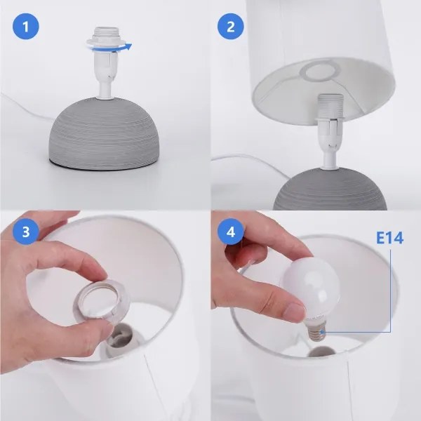 Aigostar - Lampada da tavolo 1xE14/40W/230V grigio/bianco