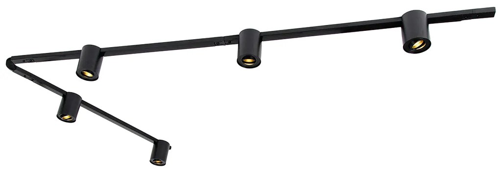 Sistema a binario moderno monofase con 5 faretti neri - Rondoo Up