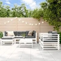 Set Divani da Giardino 7pz con Cuscini in Legno Massello Bianco 3185837