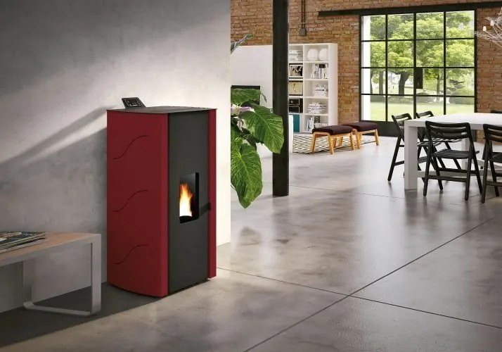 Palazzetti Malù 8 Stufa A Pellet Ecofire ad Aria in acciaio rosso