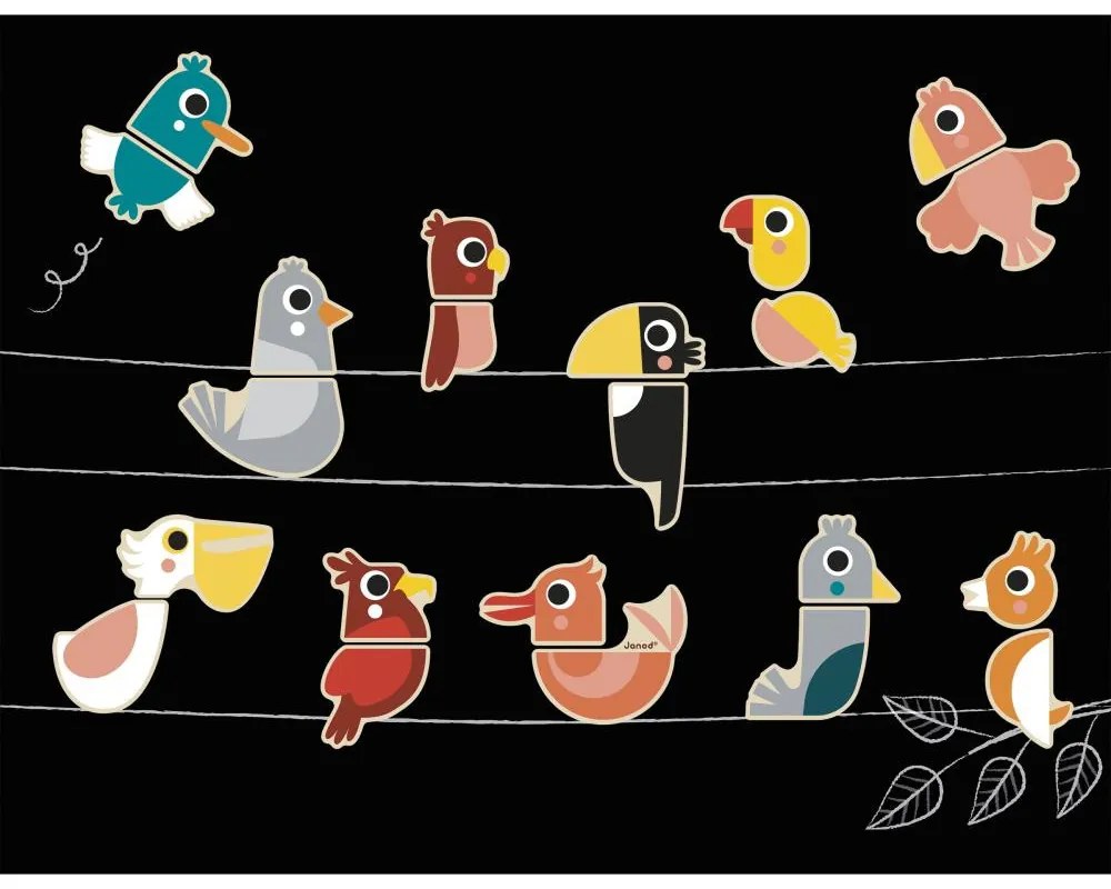 Magneti in legno - Uccellini - 24 pz