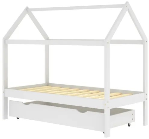 Giroletto Bambini con Cassetto Bianco Pino Massello 80x160 cm