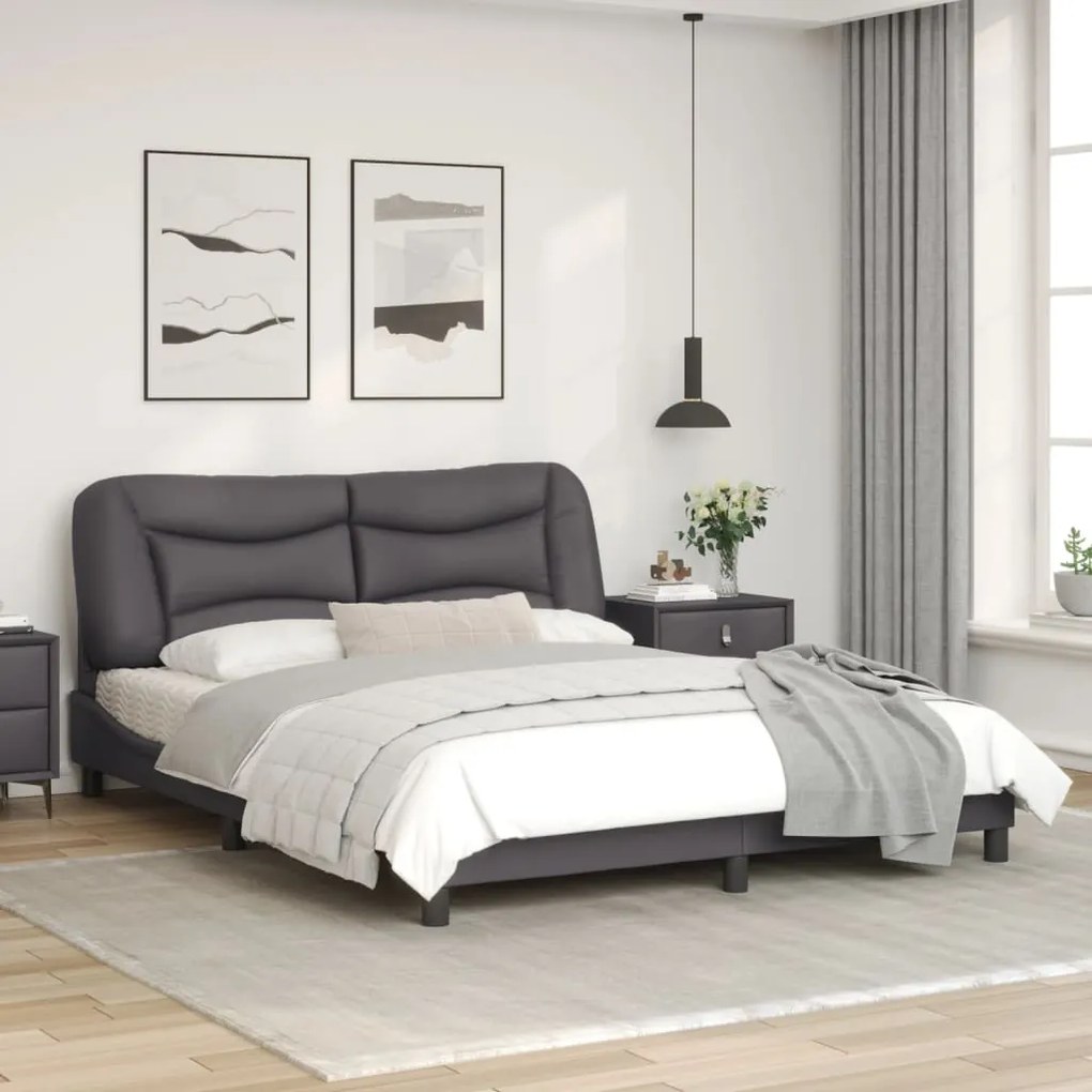 Giroletto con luci led grigio 160x200 cm in similpelle