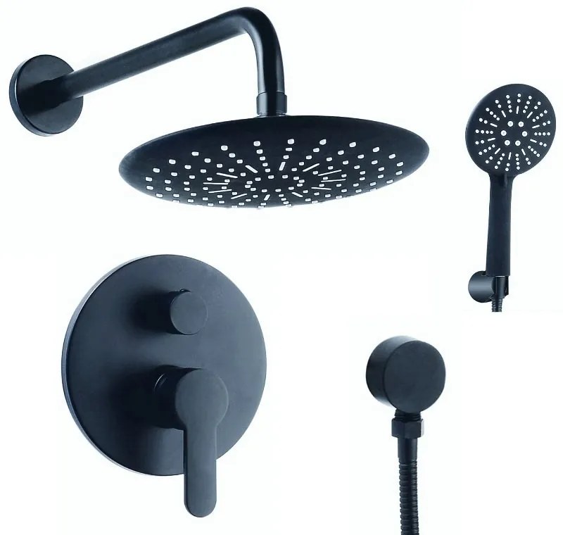 Kamalu - Gruppo miscelatore soffione e doccetta colore nero L2600