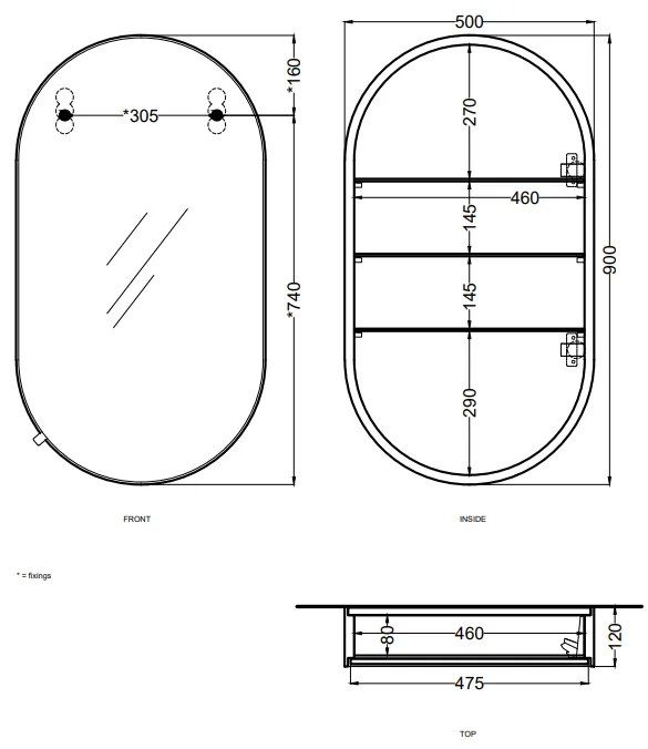 Cielo I Catini Oval Box Specchio 50x90 Contenitore Ovale Con Scocca Laccata Ninfea