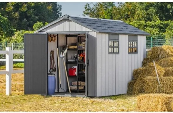 Casetta Da Giardino In Resina 230x350x242H Cm Oakland 7511 Grigio Keter