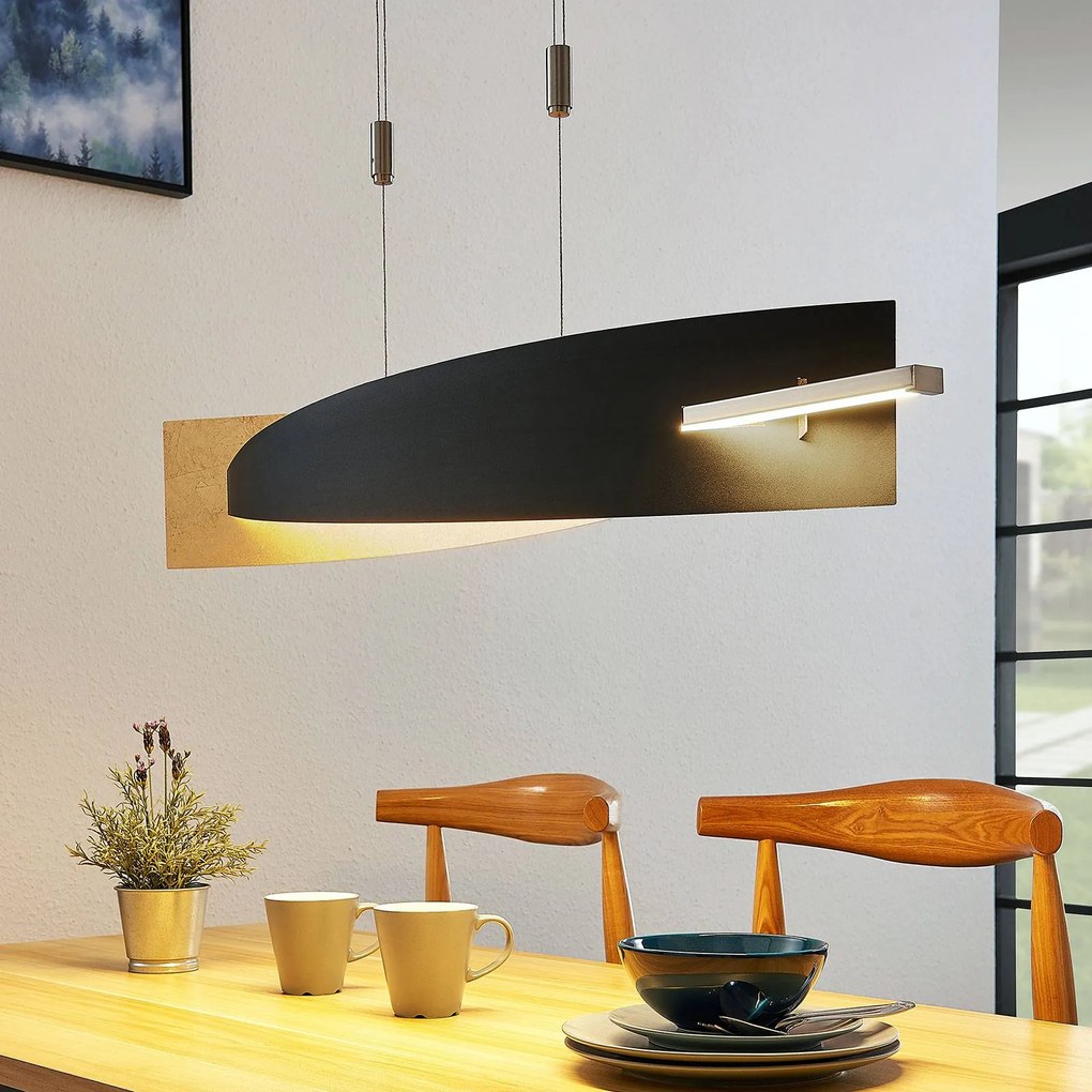 Lucande Lampada LED a sospensione Marija, 101 cm, nero, dimmerabile Marija Lucande,, Nero, Soggiorno / Sala da pranzo, Metallo, Moderno