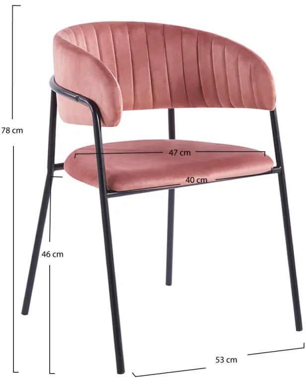 Sedia Moniel Black Velluto - Rosa