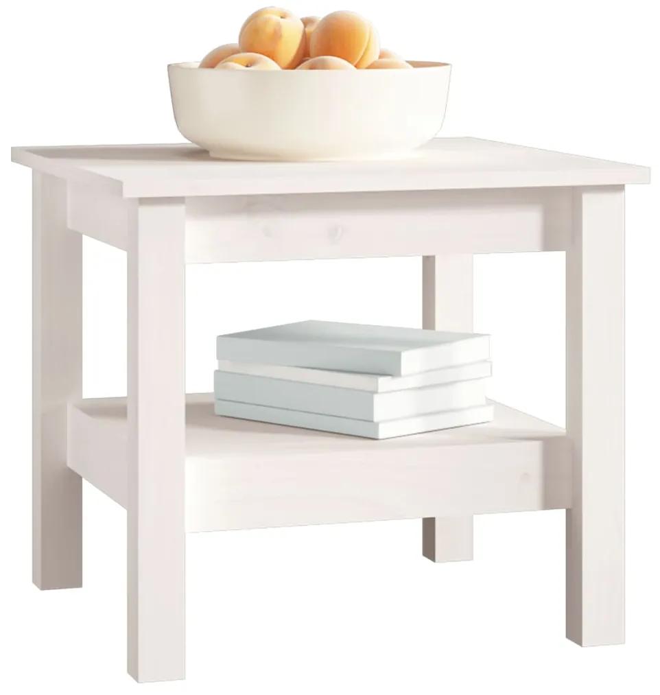 Tavolino da salotto bianco 45x45x40 cm legno massello di pino
