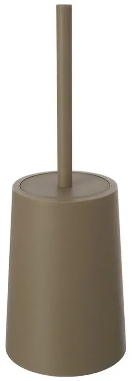 Porta scopino wc da appoggio in plastica tortora dal design tondo