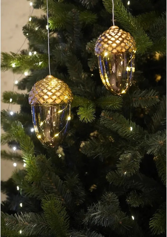 Decorazione natalizia luminosa marrone a sospensione ø 8 cm Celina – Sirius