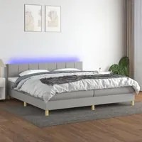 Letto a Molle Materasso e LED Grigio Chiaro 200x200 cm Tessuto 3133741