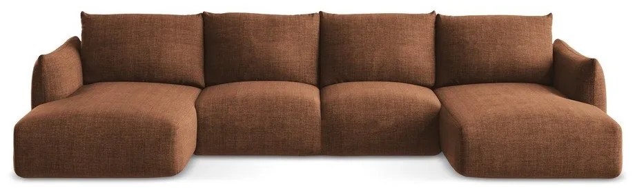 Divano angolare color terracotta allungabile (a U) Leila – Makamii