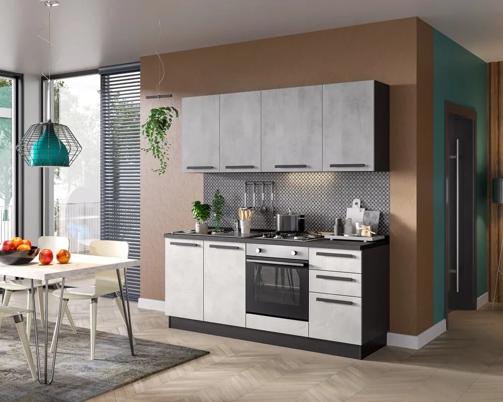 Cucina montata Amber con elettrodomestici, cappa Inka L 195 cm