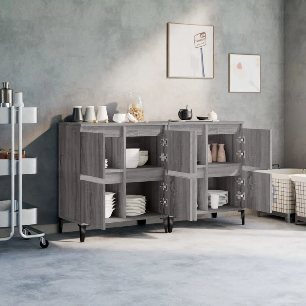 Credenze 2pz grigio sonoma 60x35x70 cm in legno multistrato