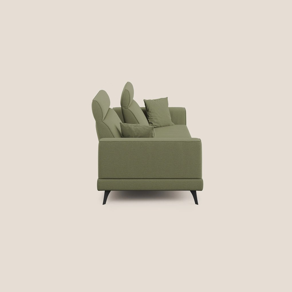 Slide Divano con schienali traslanti e poggiatesta in tessuto simil cotone impermeabile T19 verde