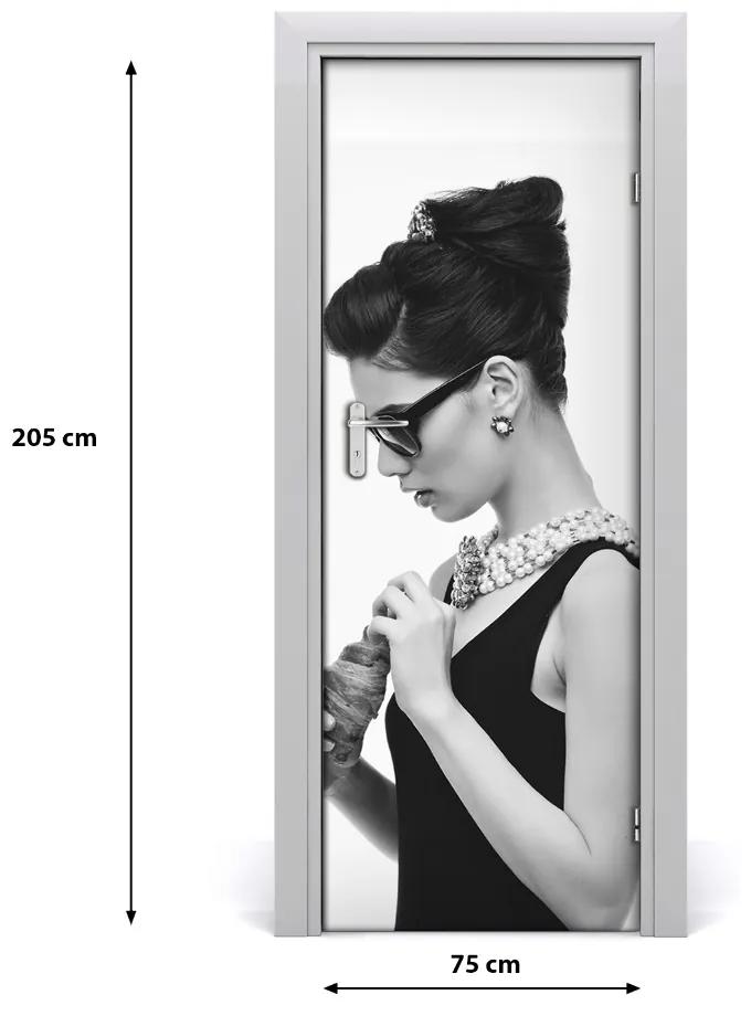 Adesivo per porta Donna con occhiali 75x205 cm