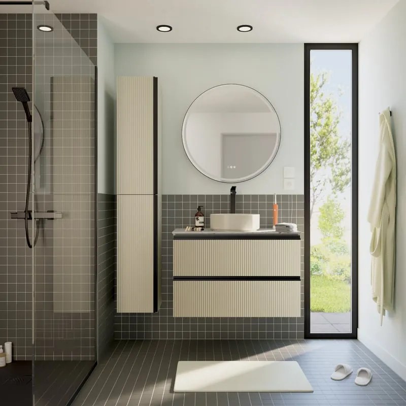 Colonna per mobile bagno Studio SENSEA 2 ante P 35 x L 30 x H 173 cm beige placcato MDF