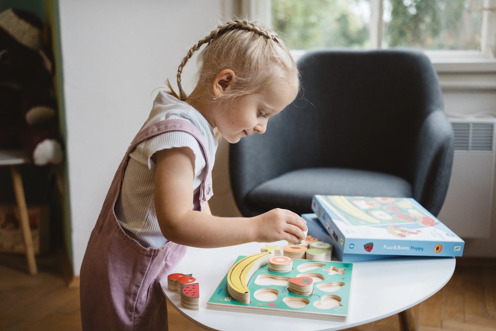 Puzzle in legno da assemblare e gioco di equilibrio - Frutti