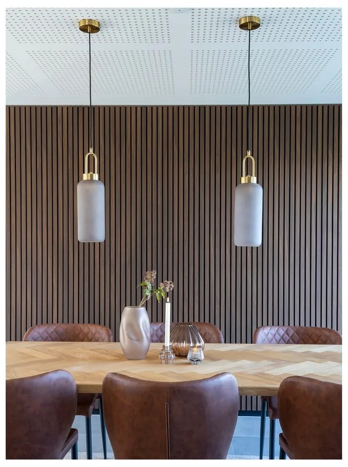 Lampadario dorato con paralume in vetro ø 13 cm Luton – House Nordic