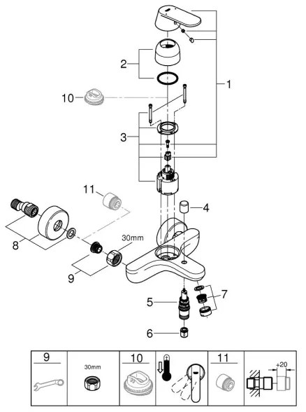GROHE 32831000 - Miscelatore per vasca EUROSMART COSMOPOLITAN DN 15, cromo lucido