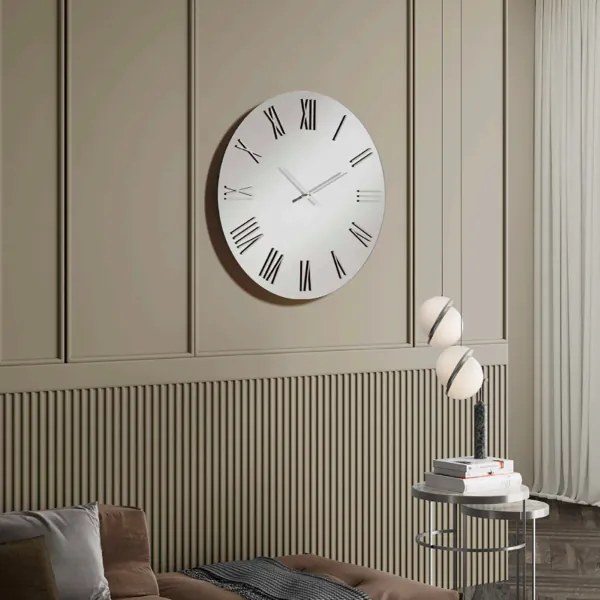 Orologio da parete rotondo D60 cm in cristallo Chiaro e numeri Argento - SEAN