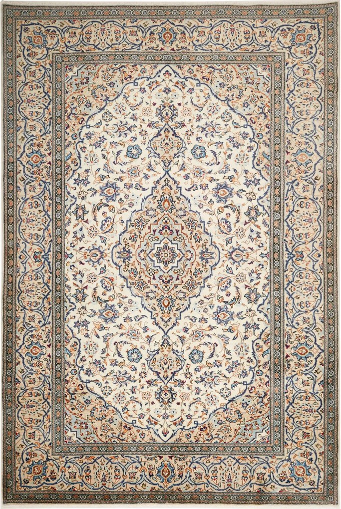 Kashan Tappeto 200x300 Beige (Iran) Annodato A Mano