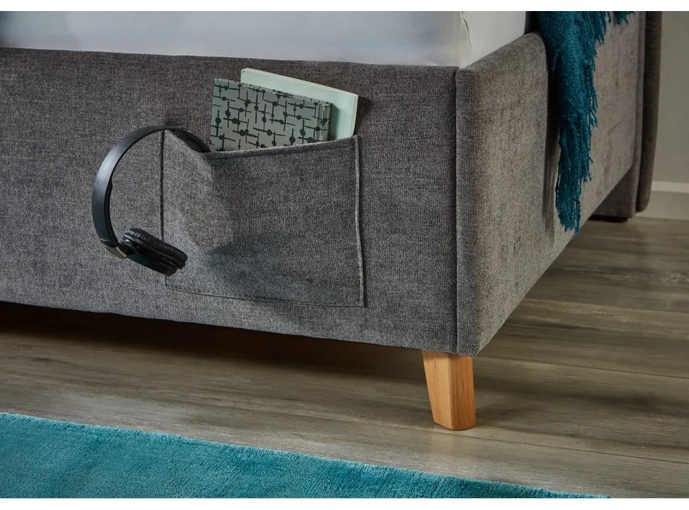 Letto da bambini con sponde grigio imbottito rete non inclusa 140x200 cm Fun – Meise Möbel