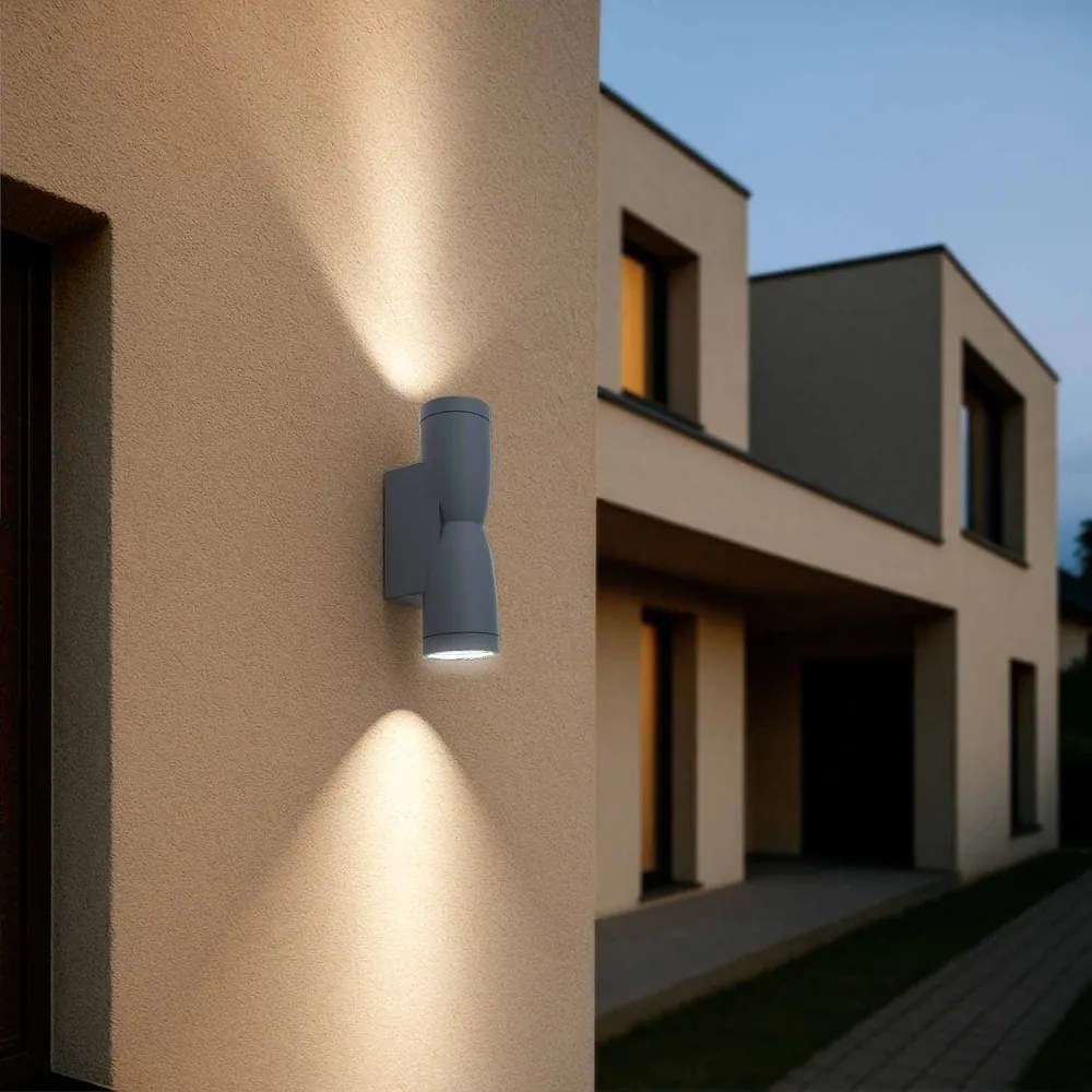 Applique Conica a Clessidra Bidirezionale, IP65 GU10 - Grigia Colore del corpo Grigio