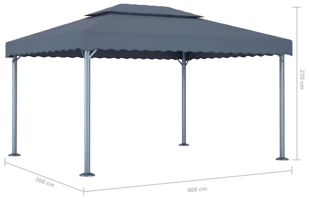 Gazebo 400x300 cm Antracite Alluminio