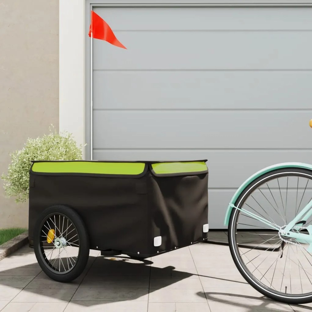 Rimorchio Da Bici Nero E Verde 45 Kg İn Ferro /