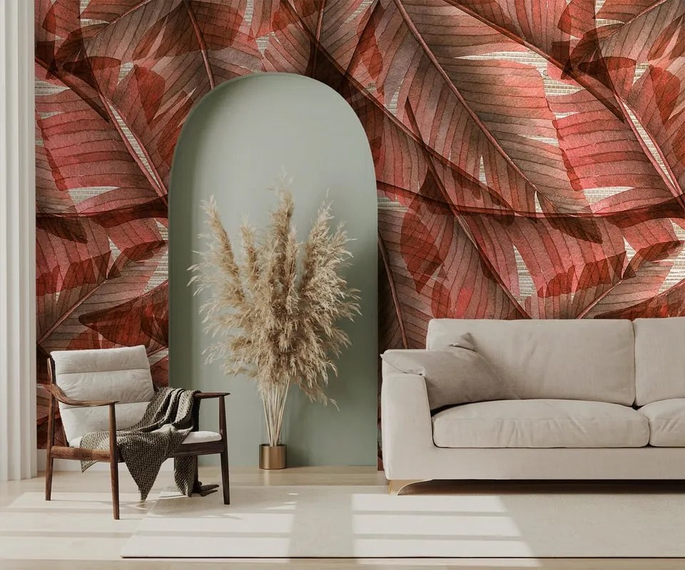 Fotomurale Foglia, rosso 400X300 cm