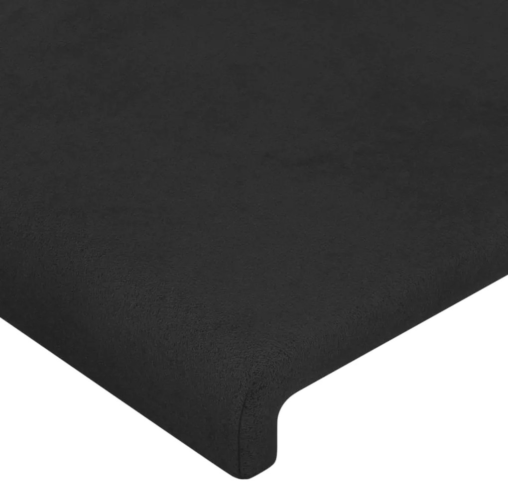 Testiera ad orecchio nera 93x23x78/88 cm in velluto