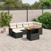 Set Divani da Giardino con Cuscini 7pz Nero Polyrattancod mxl 112730