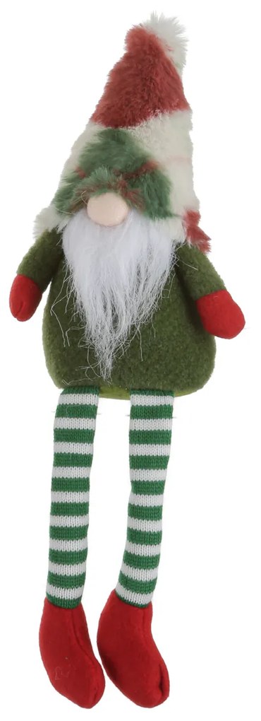 Gnomo Natale gambemolli 30 cm rombi rosso verde