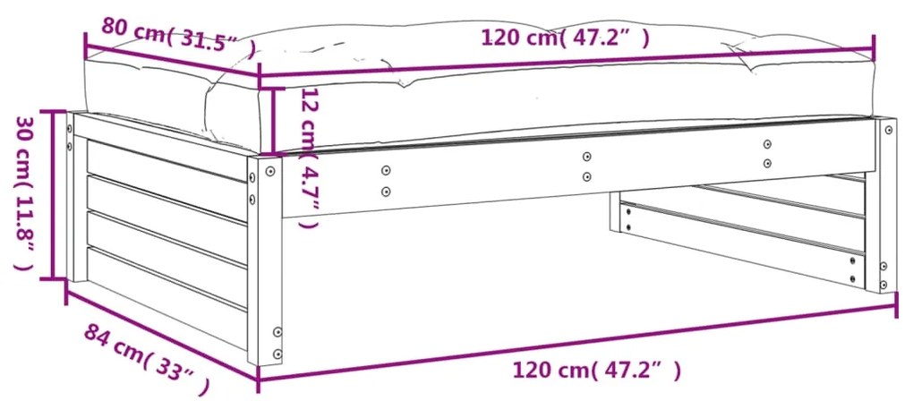 Poggiapiedi da Giardino 120x80 cm in Legno Impregnato di Pino